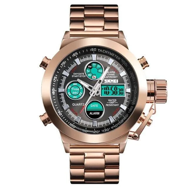SKMEI 1515 Luxury Men's Quartz Digital Watch w/ 2 Time Chronograph