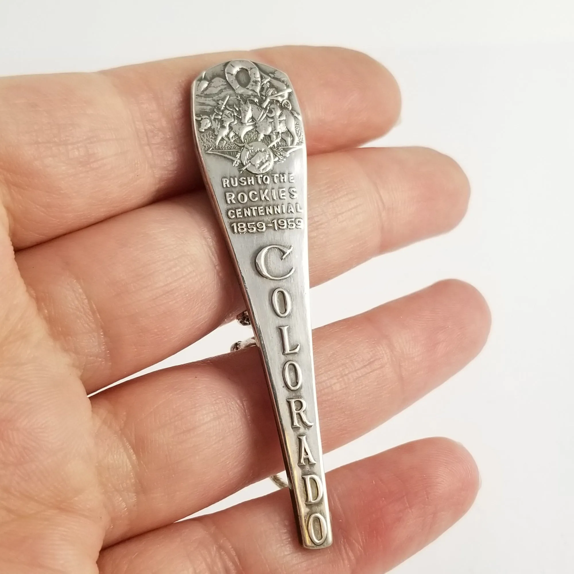 Sterling Silver Colorado Souvenir Spoon Knuckle Duster Ring