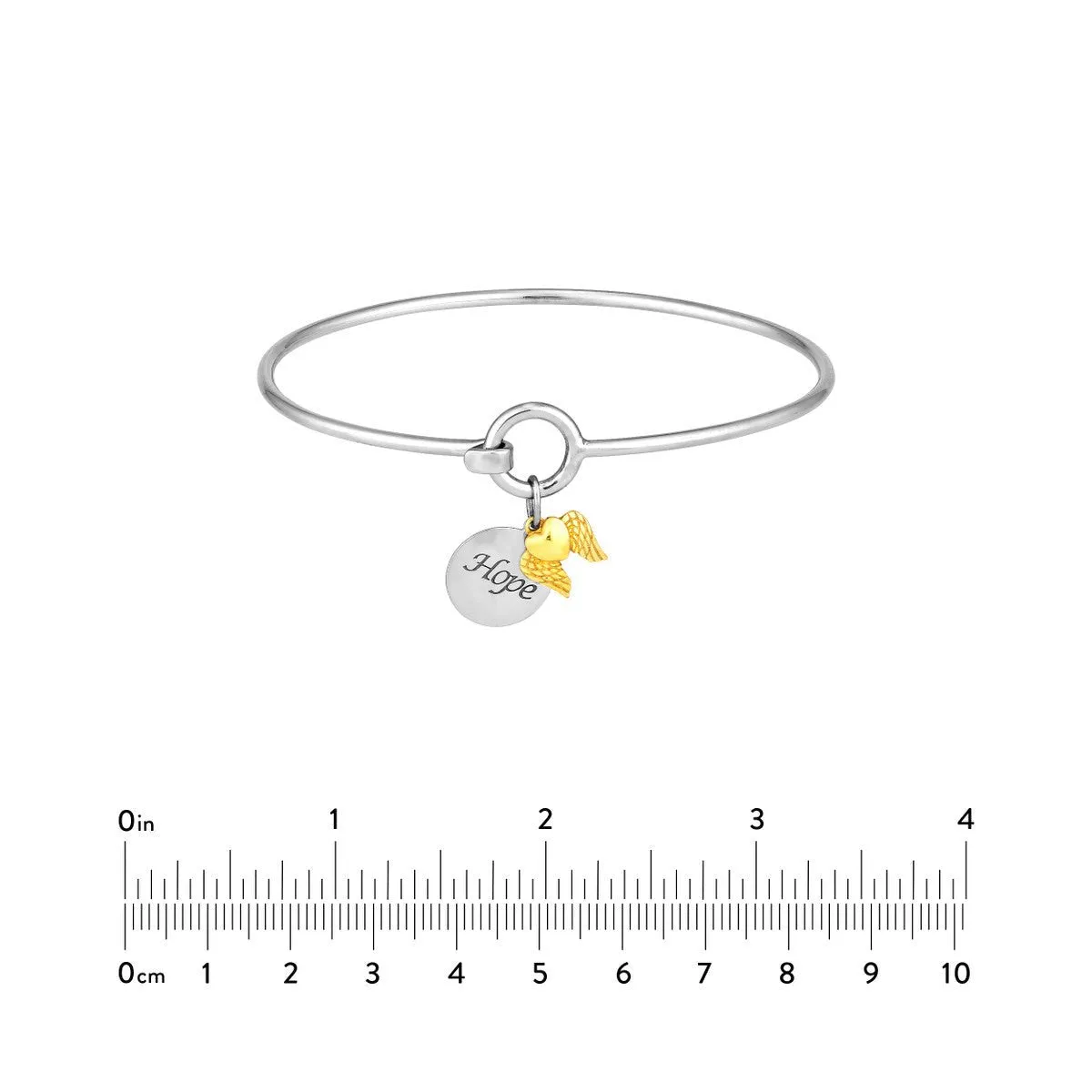 Sterling Silver Hope Bangle with Heart Wing Dangle