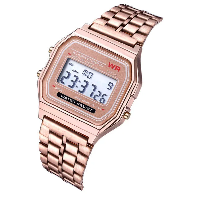 Strap Watche Luxury Rose Gold Watch Women Men Business Clock Multifunction LED Sports Digital Men Erkek Reloj Relogio
