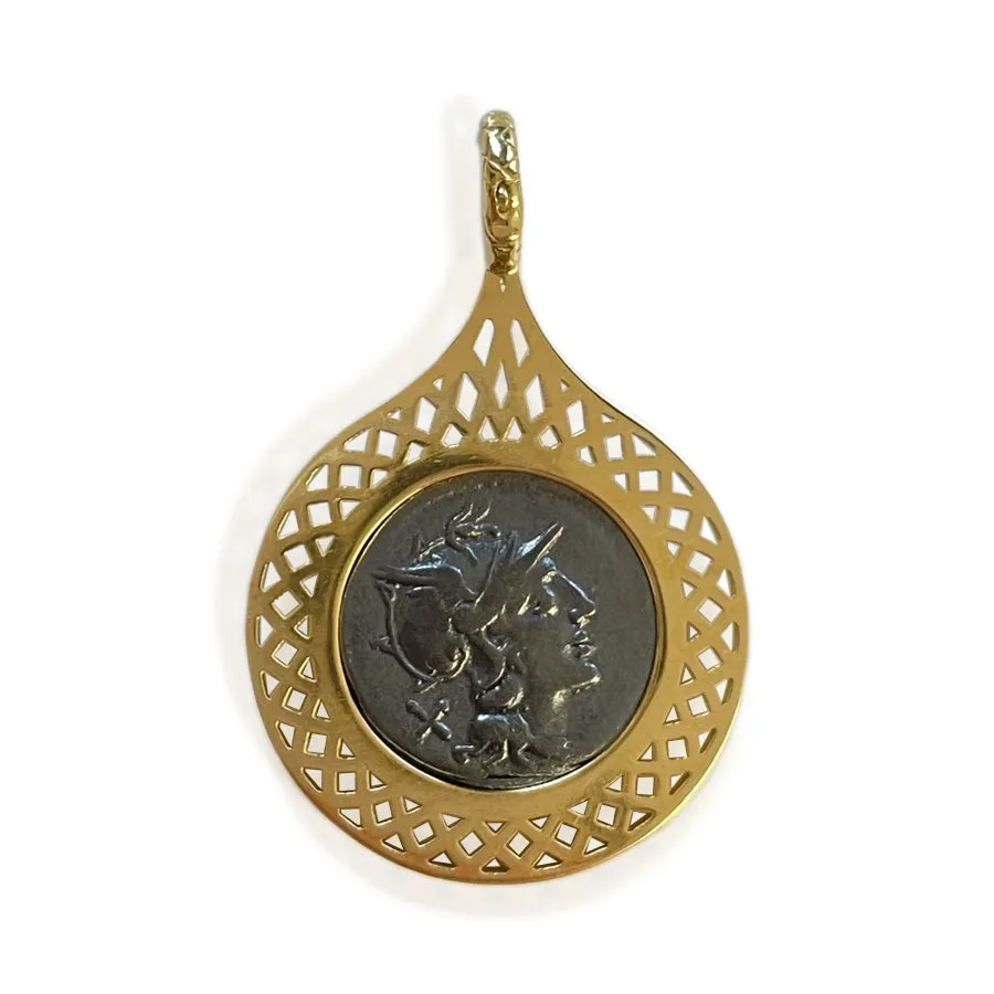TEARDROP CROWNWORK FRAME COIN PENDANT