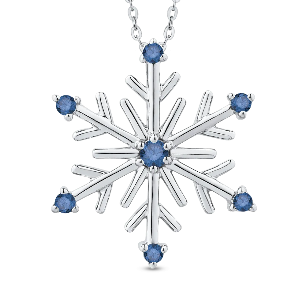 The Eira Pendant | Lab Diamond Sapphire Snowflake Drop