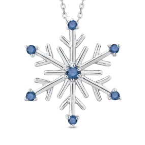 The Eira Pendant | Lab Diamond Sapphire Snowflake Drop