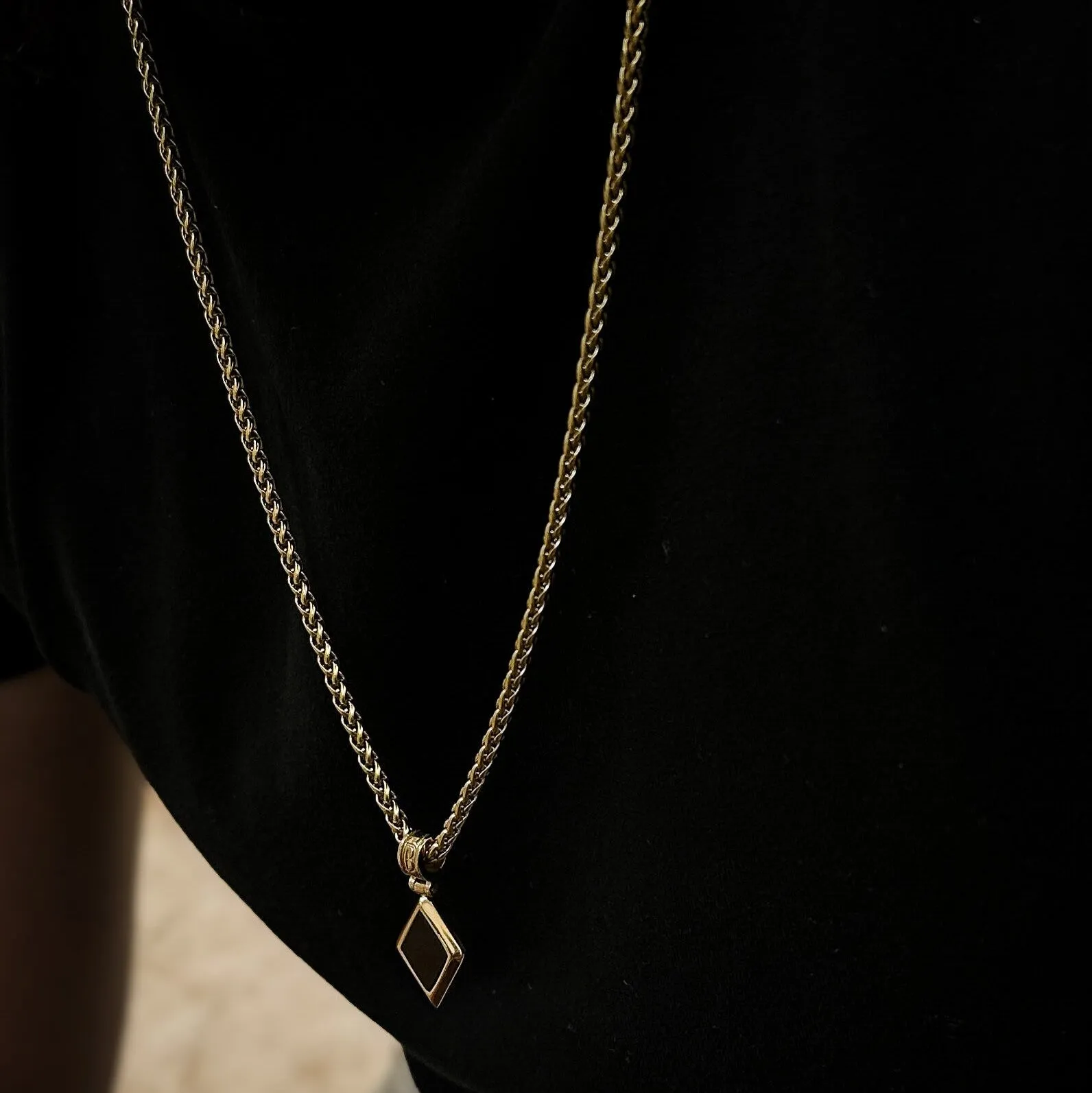The Gold Plated Cuban Chain and Natural Onyx Necklace