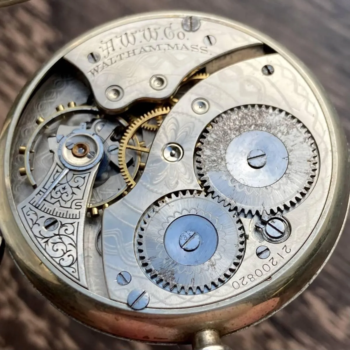 Waltham Pocket Watch Antique Manual Silver Open Face Case Diameter 45mm Vintage