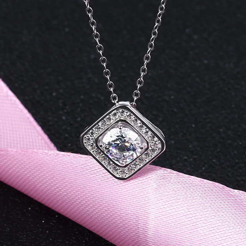Women's Pendant S925 Sterling Silver Imitation Diamond Crystal Zircon Pendant Pendant for girls