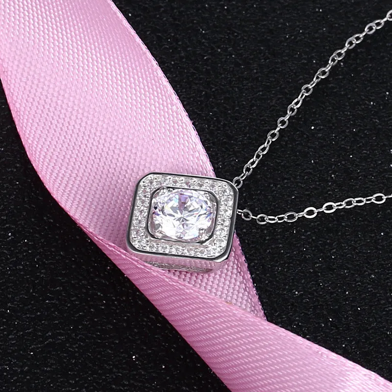 Women's Pendant S925 Sterling Silver Imitation Diamond Crystal Zircon Pendant Pendant for girls